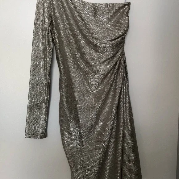 adrianna papell silver one shoulder dress Adrianna Papell Womens Sequined One Shoulder Formal Dress Blue 4
